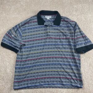 Vintage 90s Grand Slam Polo Shirt XL Gray Striped Golf Casual Men's Penguin